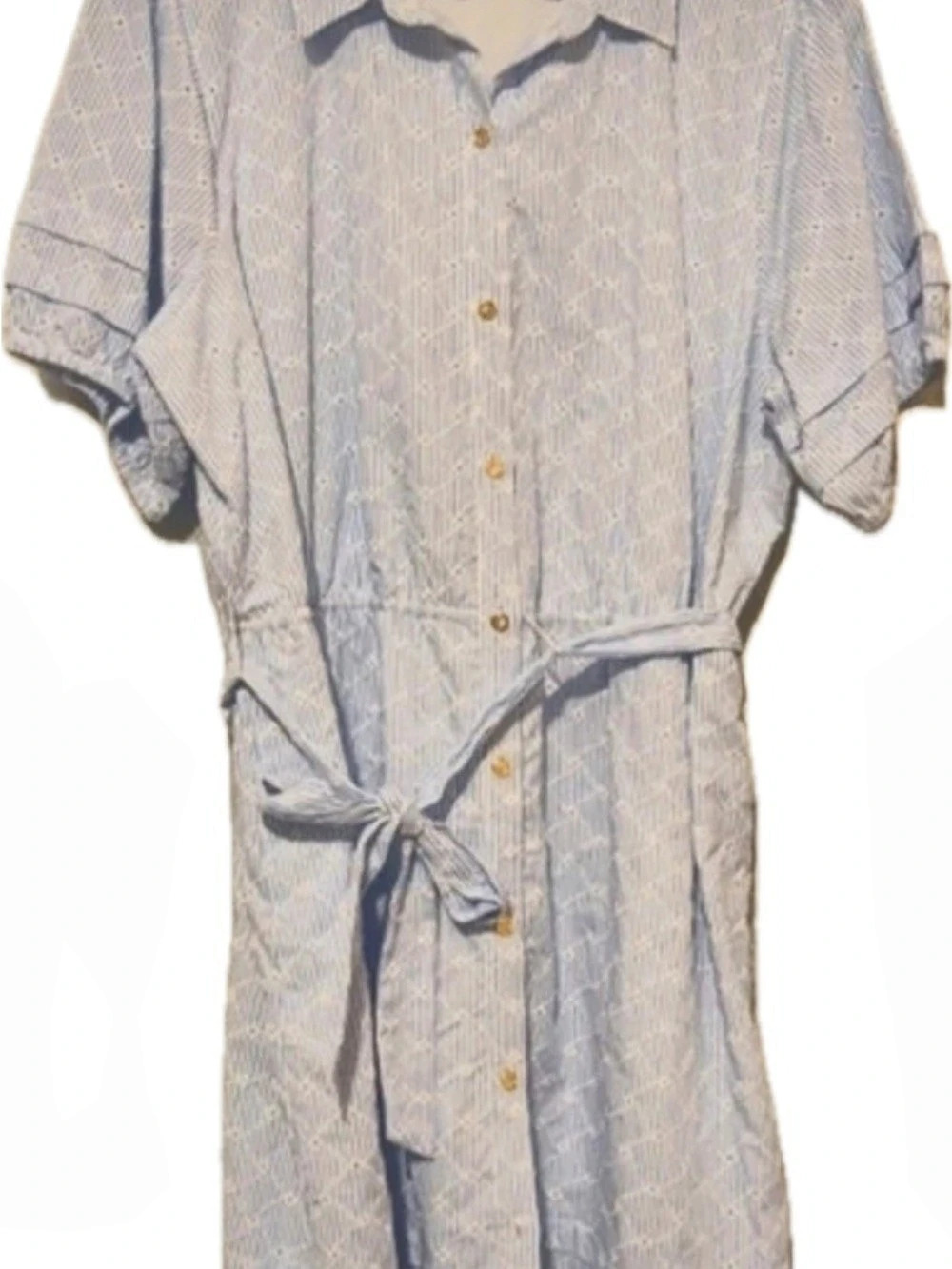 Draper James RSVP Striped Mini Shirt Dress in Blue & White Medium